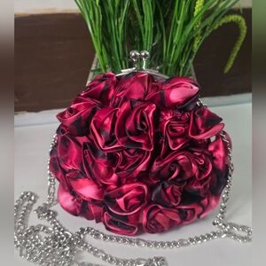 White House Black Market 3D Rose Elegant Kisslock Bag